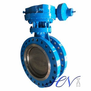 Gear Type Cast Steel Double Flanged Double Offset Butterfly Valve